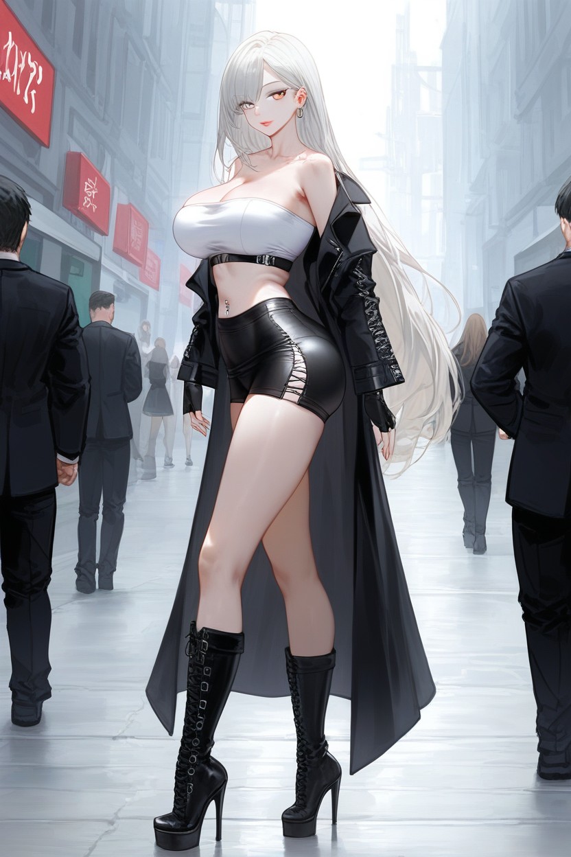 Black Coat, White Top, 18+ Hentai AI Porn