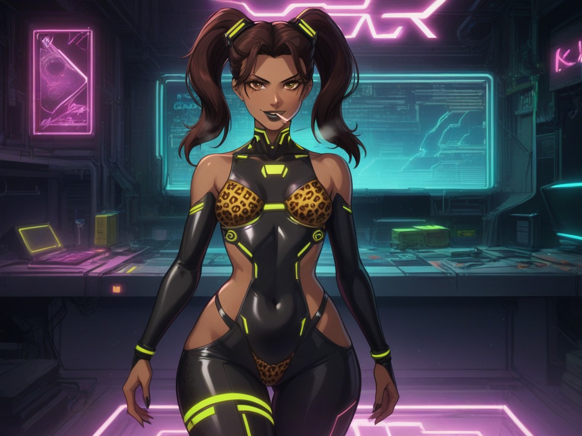 Neural Computer Interface, High Color Contrast, Flickering Hud Elements Porno IA Latina