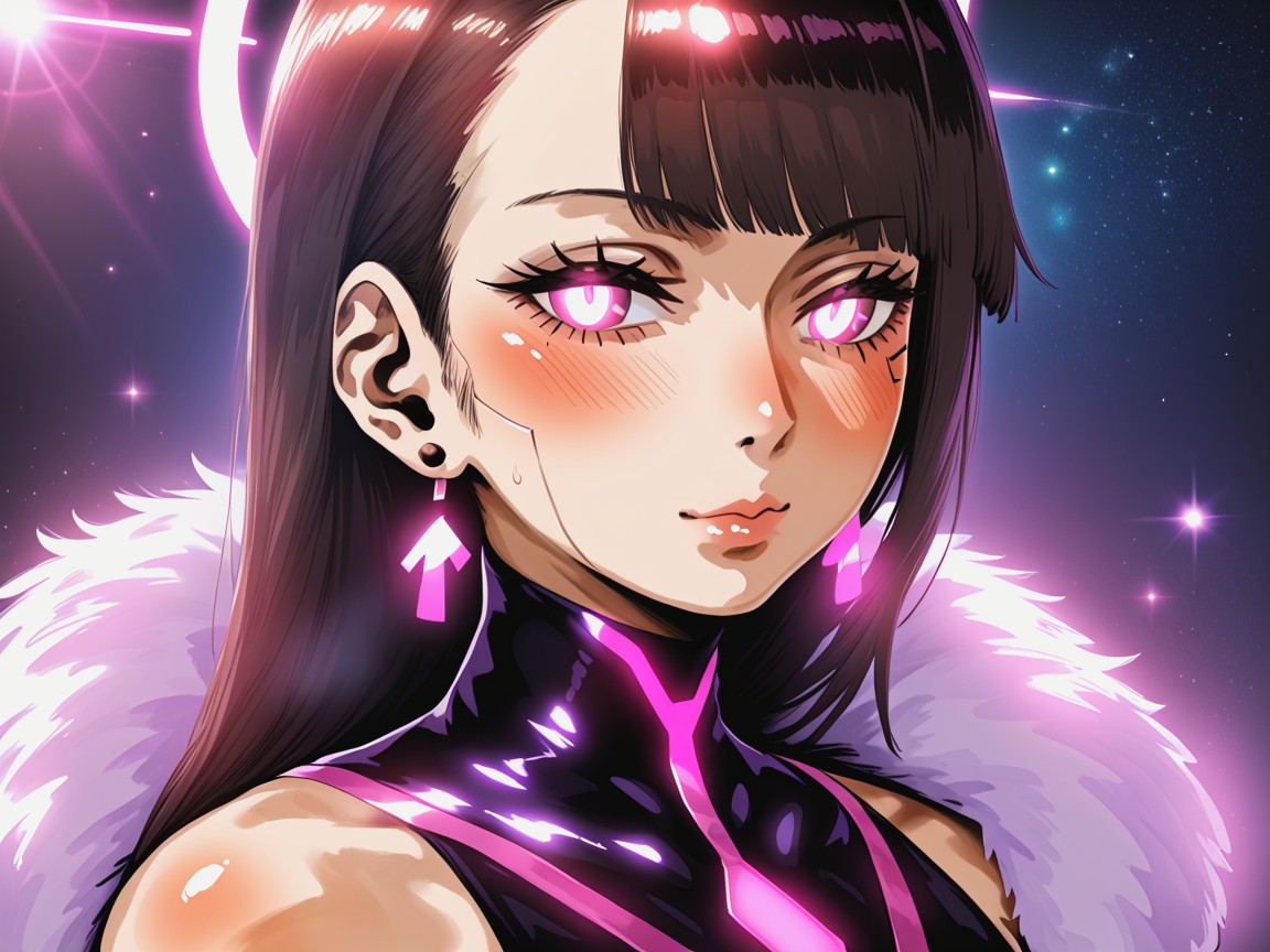 Side View, Crystalline Space Lounge, Cyber Jewelry Halo Hentai AI Porn