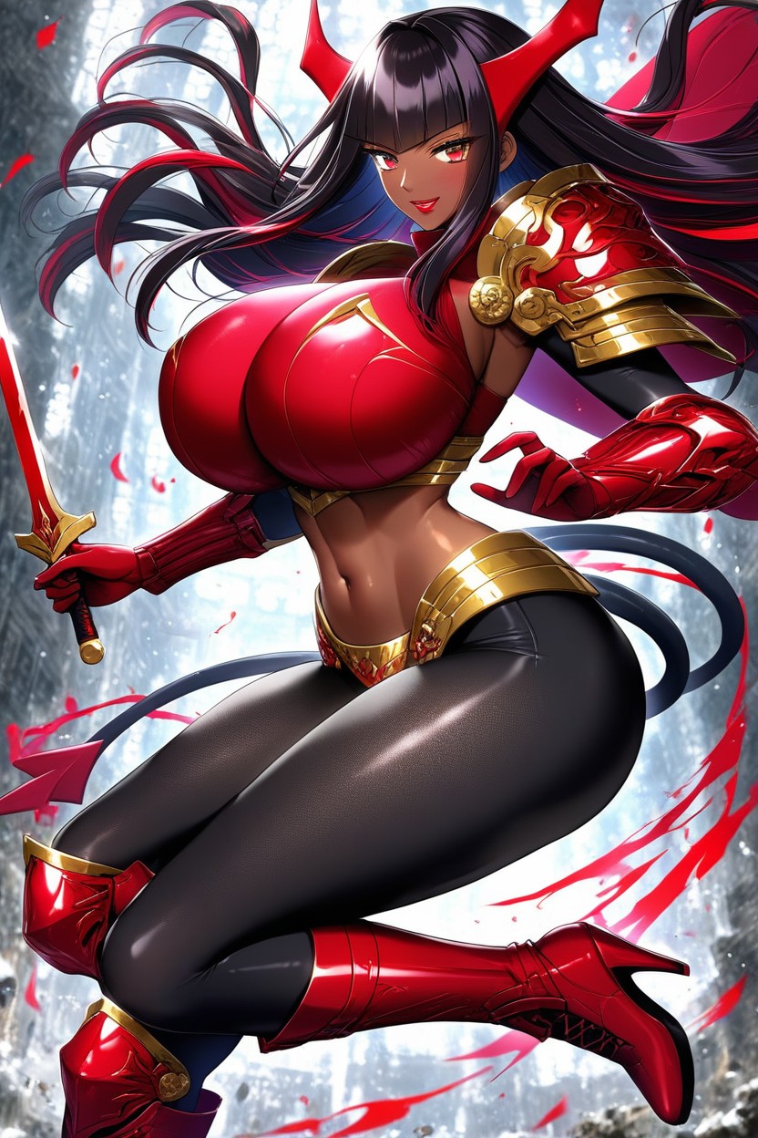 Bubble Butt, Pinup Pose, Black Hair Red Hair AI Porn