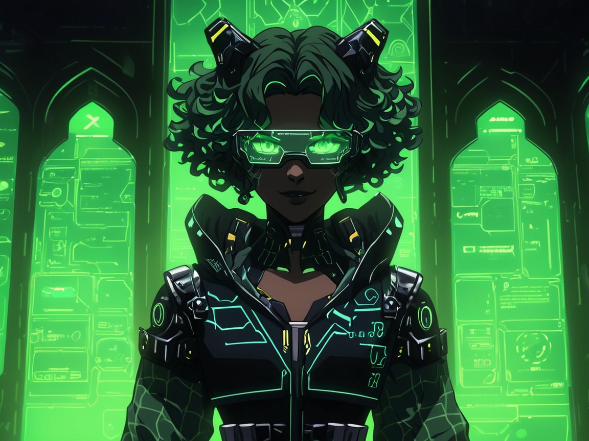 Emerald Circuitweave Hoodie, Curly, Wide Proportionate Waist AI Porn