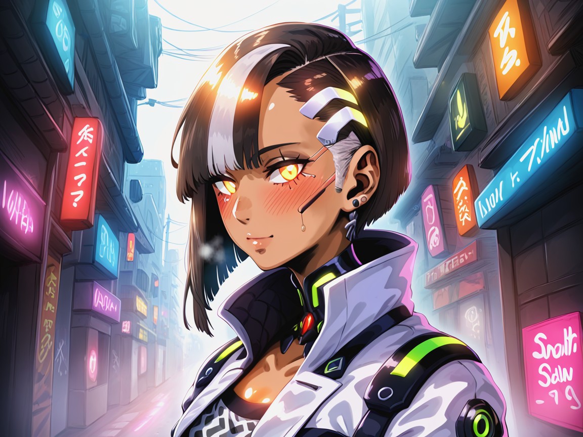 Black Hair With Silver Highlights, Massive Ass, Virtual Reality Effects Hentai AI Porn