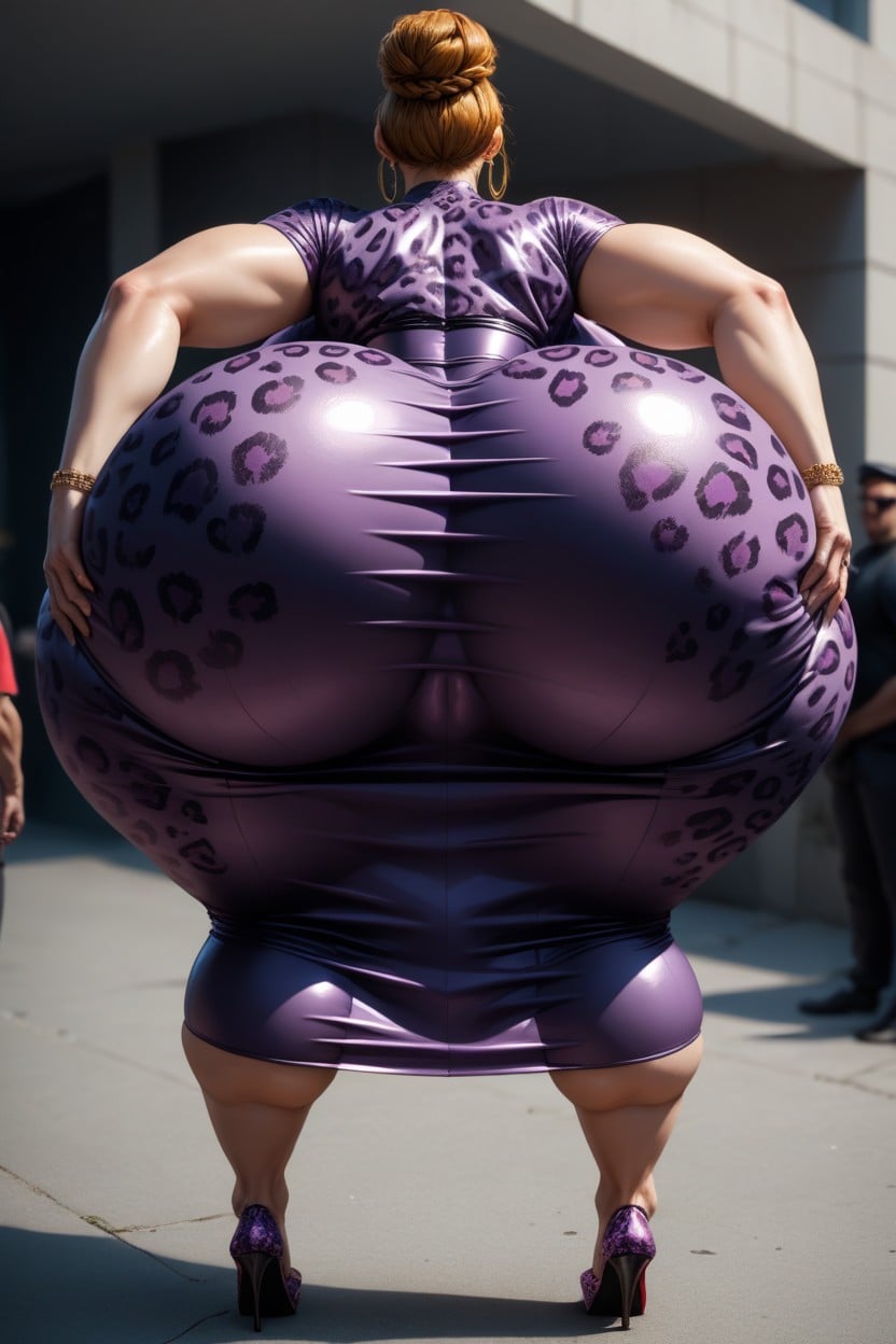Hyper Massive Round Ass Cheeks, Bending Over, Gigantic Fake Ass AI Porn