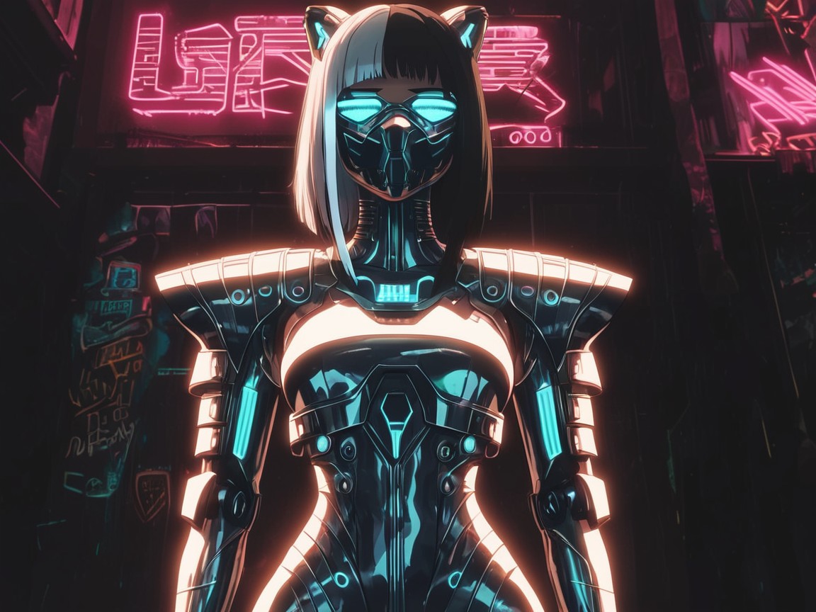 18+, Golden Brown Tan Skin, Silver Neon Light Bloom AI Porn