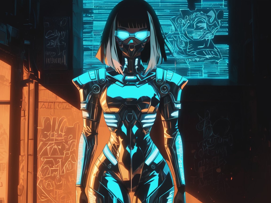 Silver Tigerprint Trench Coat, Virtual Reality Effects, Noir Lighting AI Porn