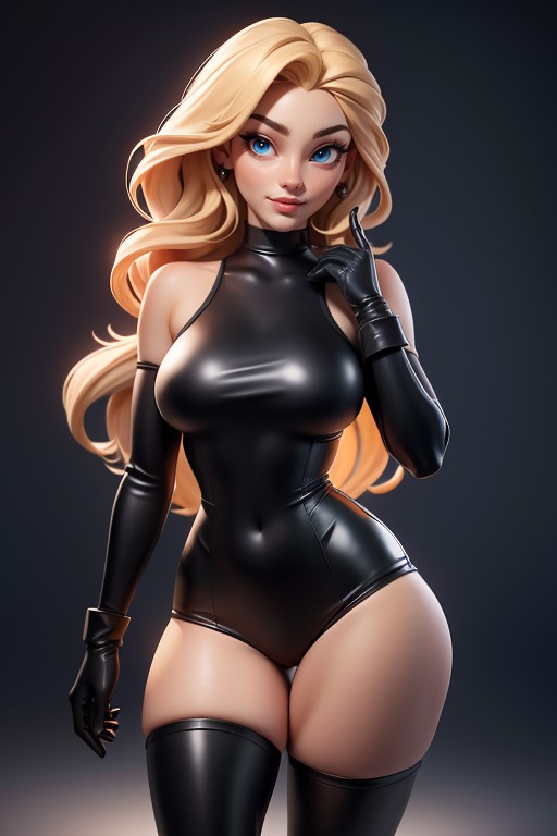Thick, Blonde Hair, Black Evening Gloves Hentai AI Porn