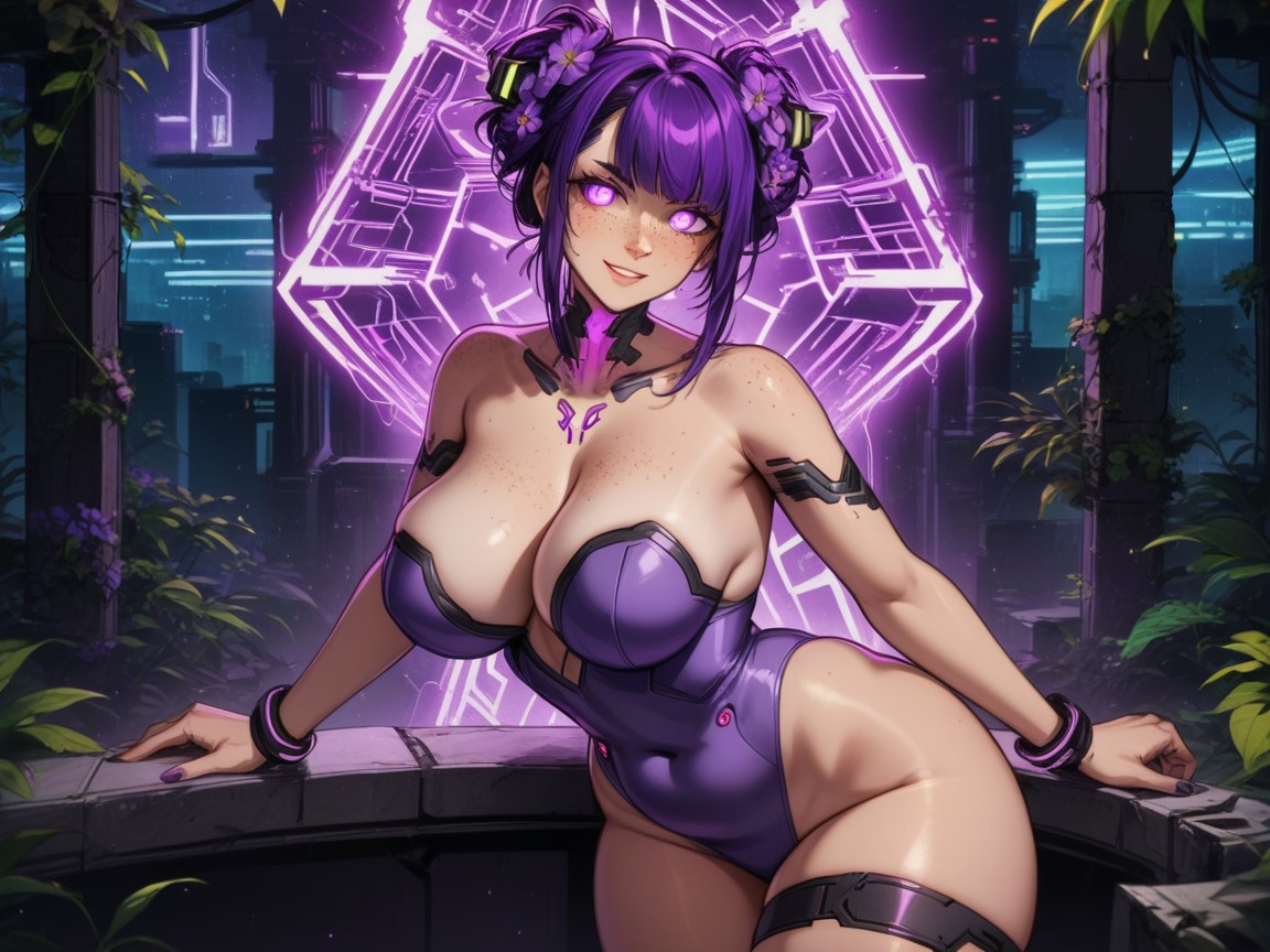 Rounded Breast Width, Extremely Large Ass, Purple Fiberoptic Flowers Porno IA Latina