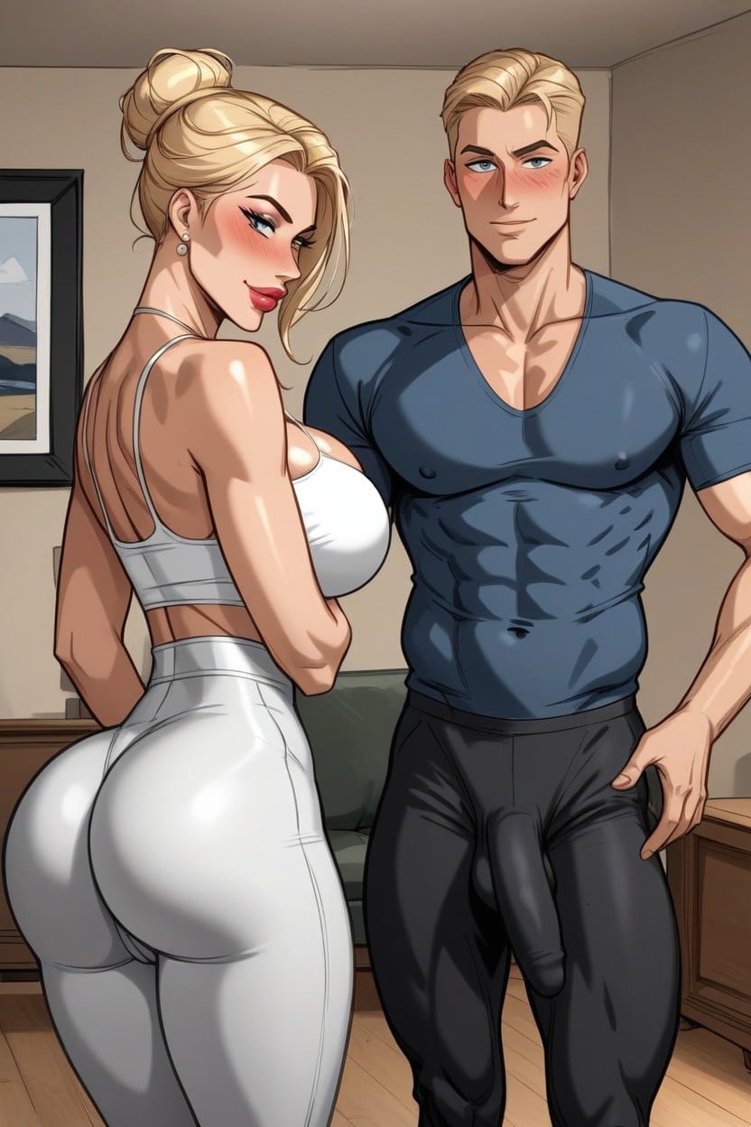 Camel Toe, Man Embarrassed, Brunette Man AI Porn