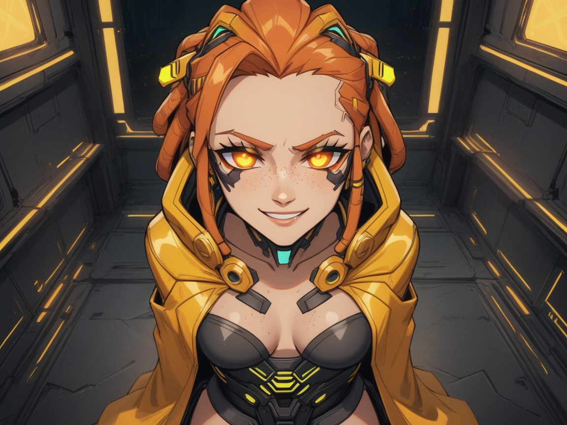 One Woman, 1 Person, Wearing Gold Silk Cyberpunk Clothes Latina AI Porn