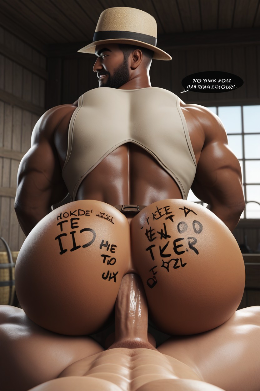 Sorrir Ironicamente, Indoors, Bunda Extremamente Grande Pornografia gay com IA