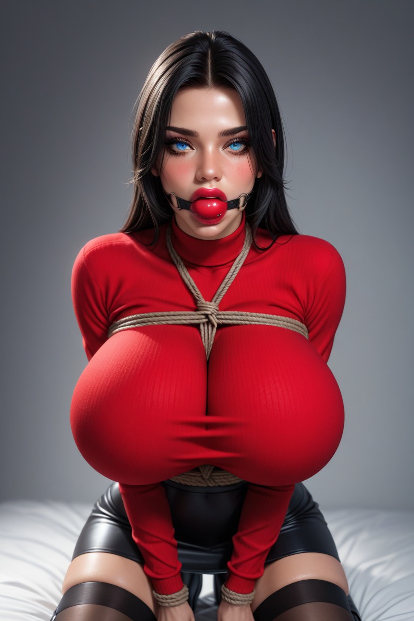 Perfect Face, Thick Eyelashes, Extremely Huge Hanging Breasts AI Porn