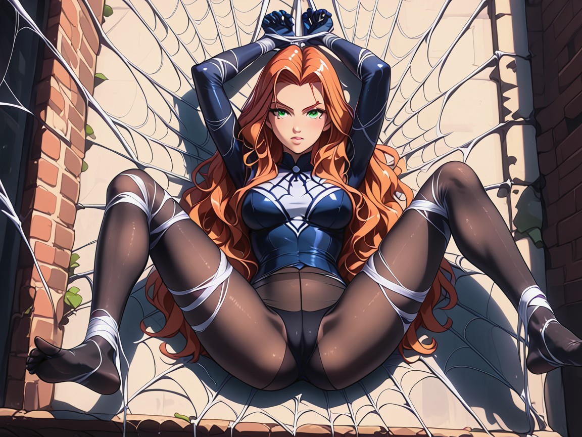 Just Pantyhose, Arms And Legs Wrapped With Web, Body Wrapped With Web Hentai AI Porn