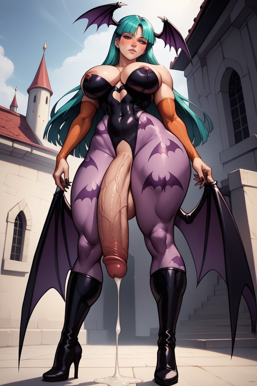 Very Thick Flaccid Penis, Bare Hands, Black Latex Leotard Hentai AI Porn