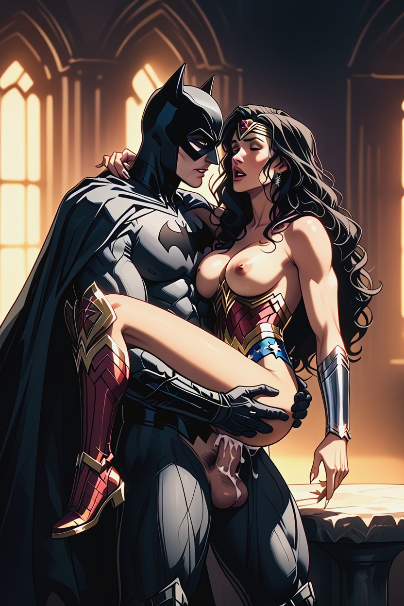 Batman In Full Armor, Tiara, Wonder Woman Boots AI Porn