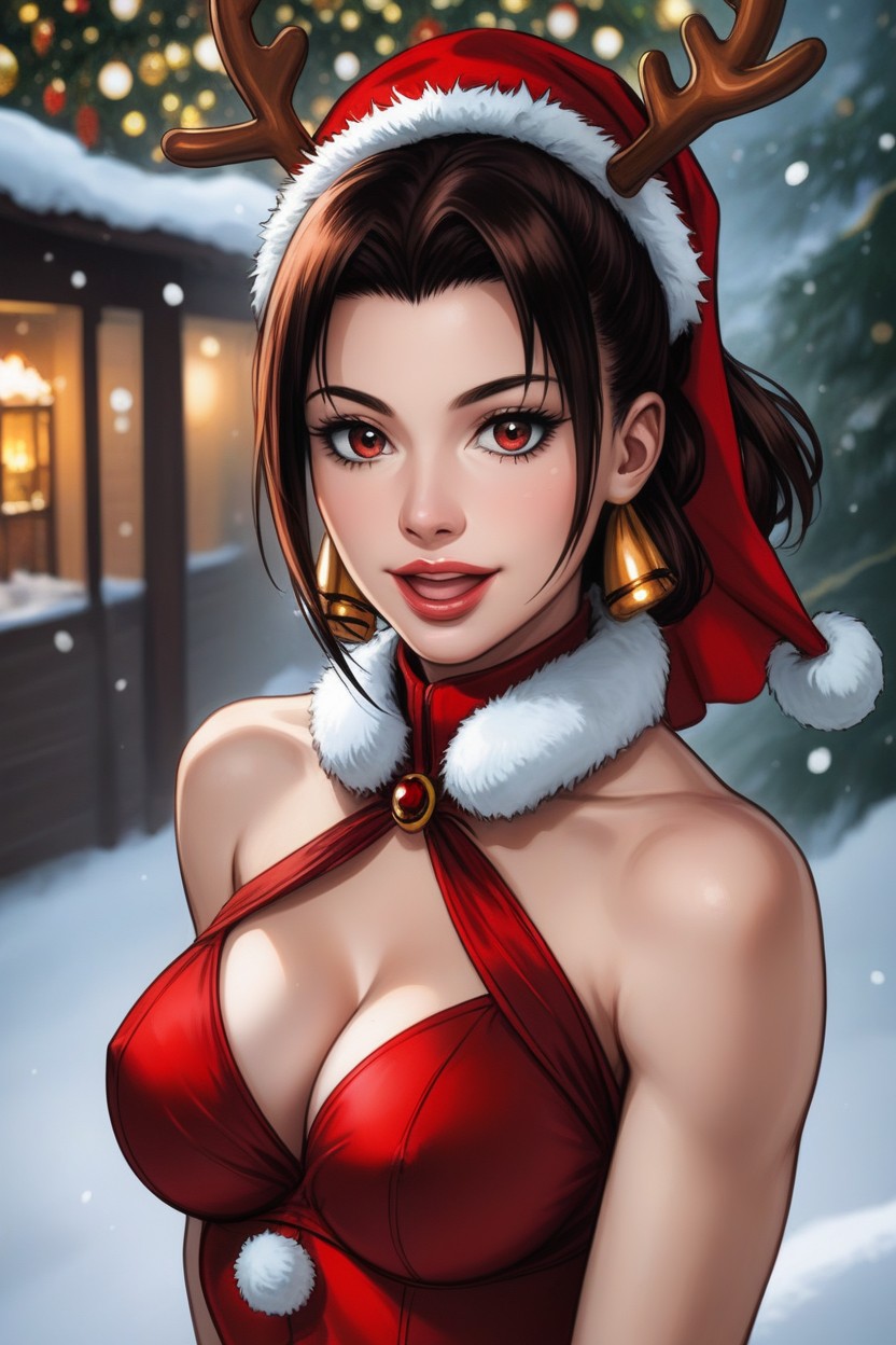 Mouth Open Slightly, Cleavage, Top Down Hentai AI Porn