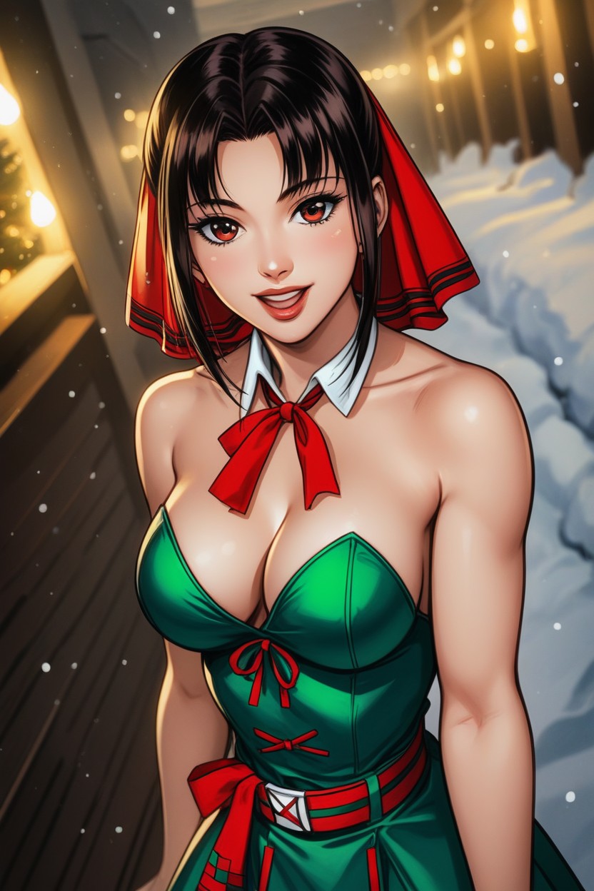 Portrait Close Up Shot, Hourglass Figure, Snowing Hentai AI Porn
