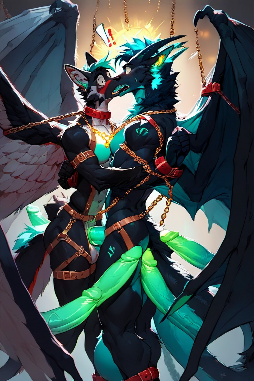 Atado, Gigantic Penis In Ass, Glowing Bright Green Details Furry IA