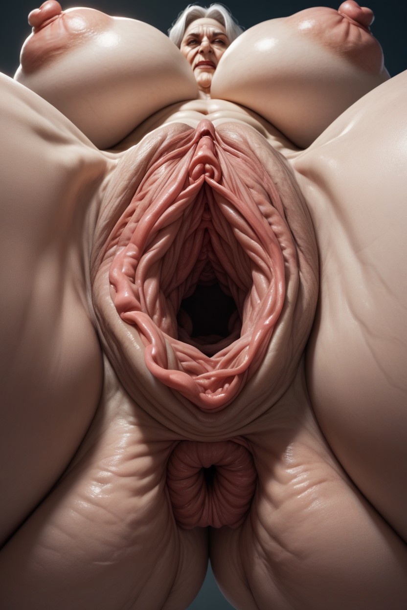 Visible Cervix, Oversized Pussy, White Skin AI Porn