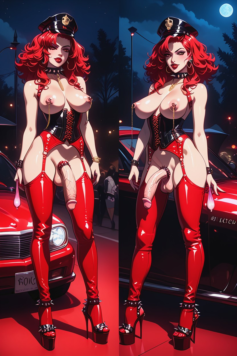 Olhos Vermelhos, Art Deco Stage, Prince Albert Penis Piercing Travesti IA Pornô