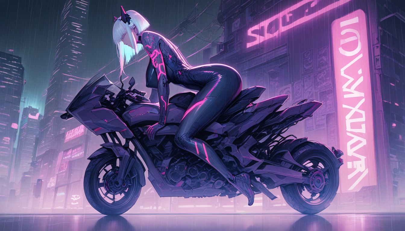 Wearing Cap, Glowing Neon Lights, Vista Lateral Hentai IA