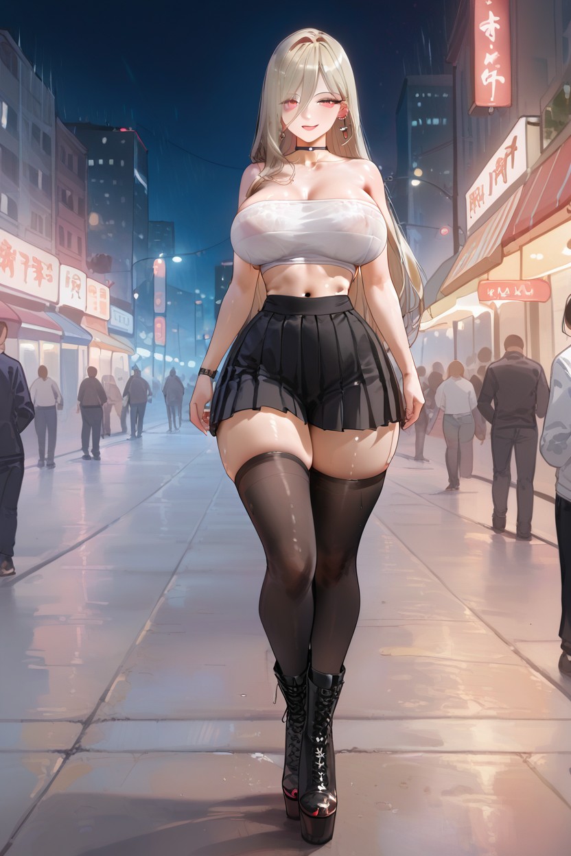 Mini Skirt, Belly, Legs Together AI Porn