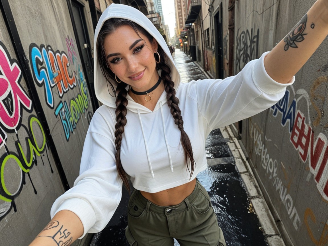 Perfect Skin, Cyberpunk City, Earrings AI Porn