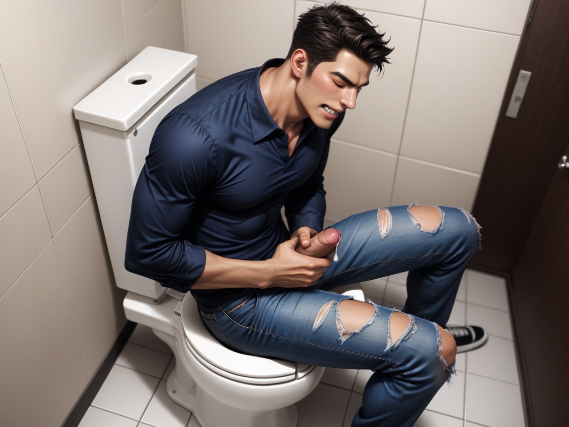 後方からの視点, Foreskin, Polo Shirt Bottom Rolled Up To Chest And Cradle Under Chin ゲイAIポルノ