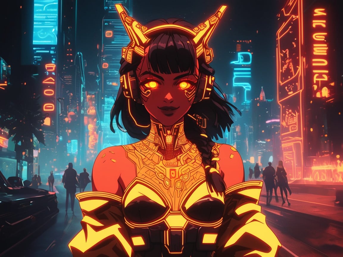 Particle Trails, Hourglass Body Type, Vibrant Saturated Colors AI Porn