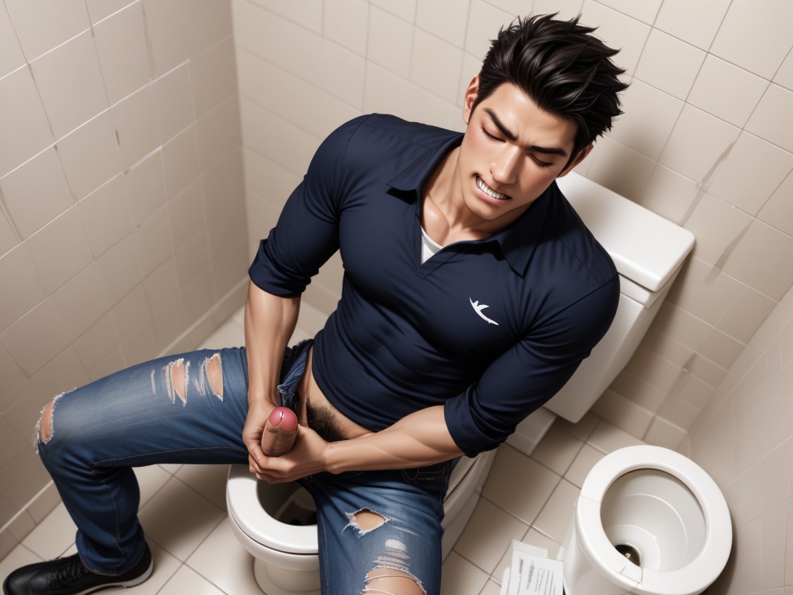 Iphone Held Sideways In Right Hand, Courte Longueur, Japonais Porno IA Gay