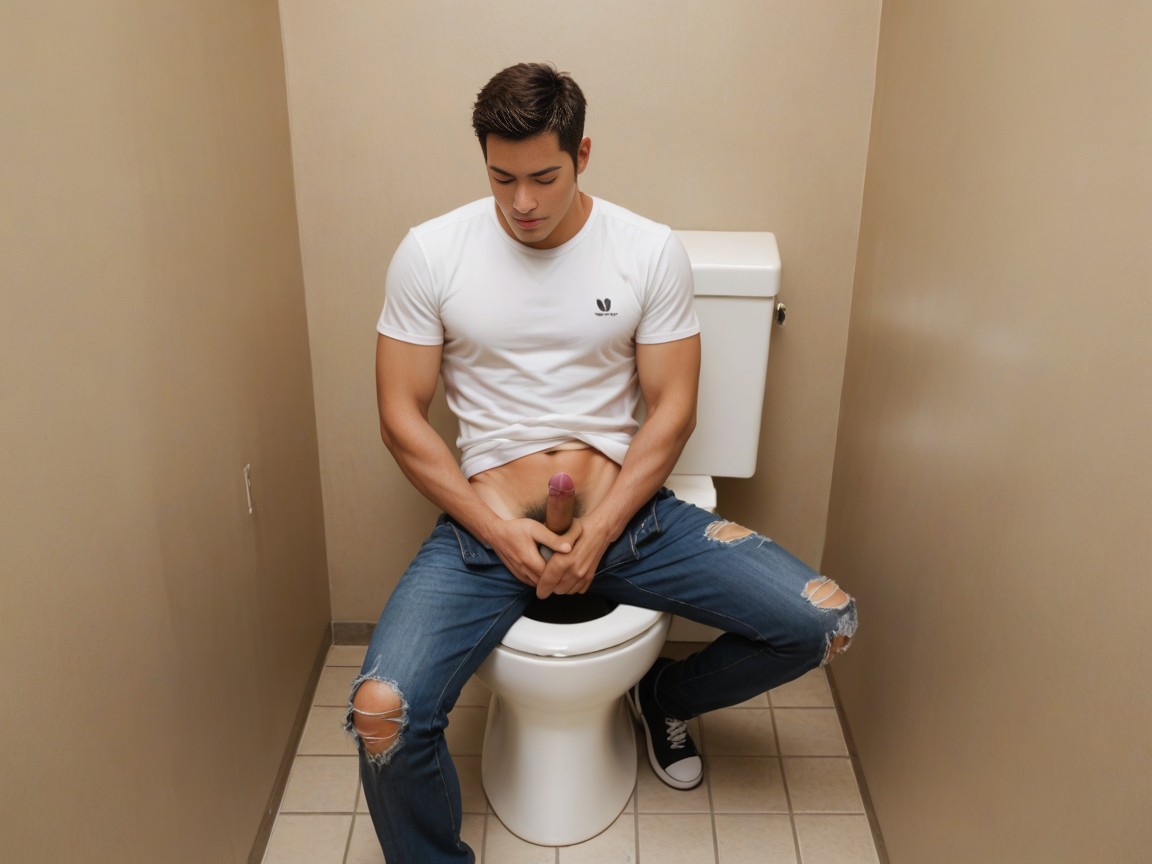 Dientes Apretados, Vello Púbico, Masturbación Porno gay IA