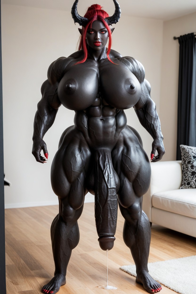 Nude, Extremely Long Black Cock, Ultra Muscular 人妖AI黃片