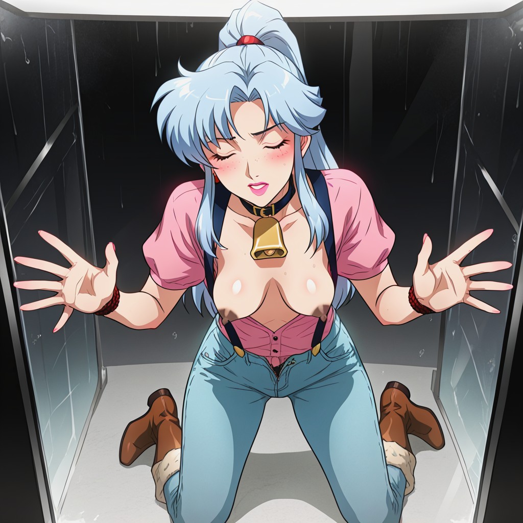 Inside Ice Block, Suspenders, Dark Nipples AI Porn