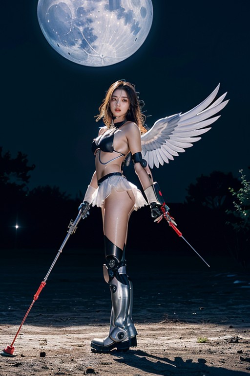 Multiple Perspectives, Holding A Sniper Gun On Hand, Vista Lateral Porno asiático IA