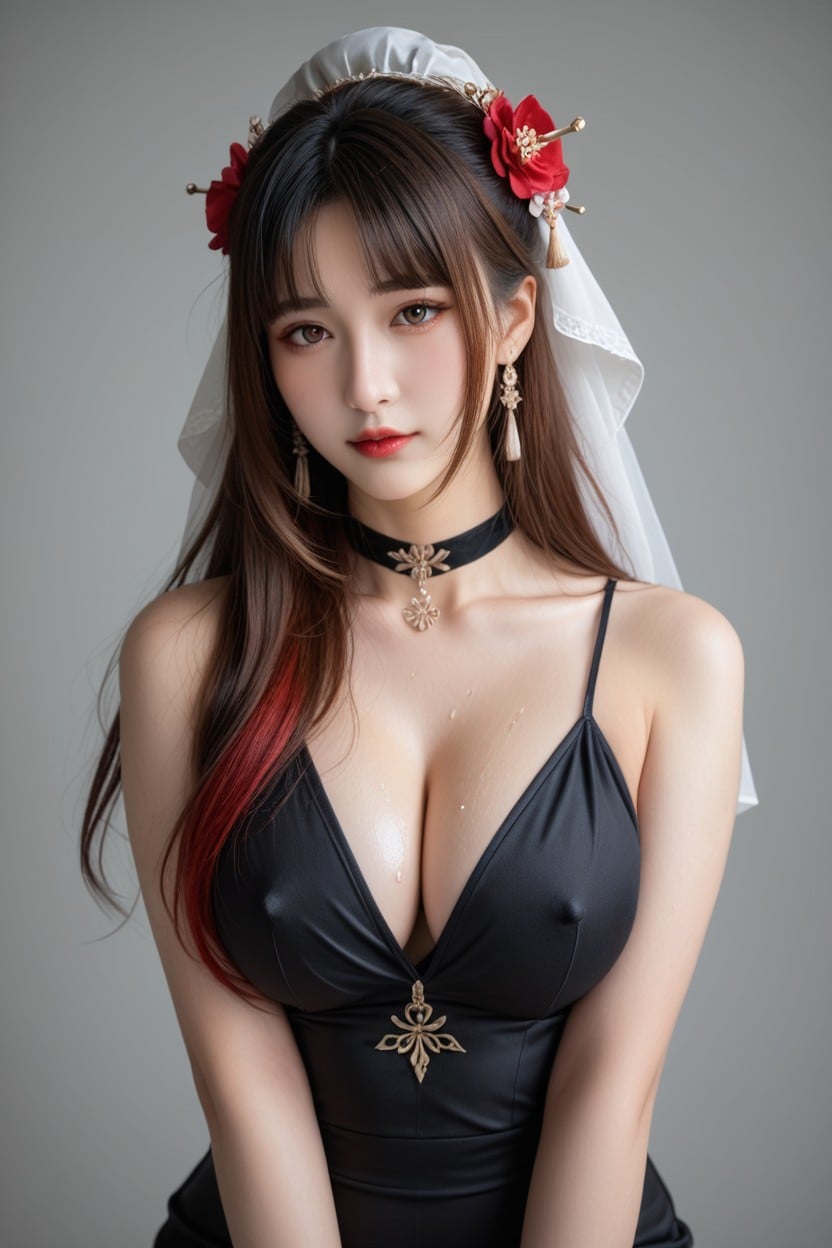 Black Hair, Two Tone Hair, Red Hair 아시아 AI 포르노