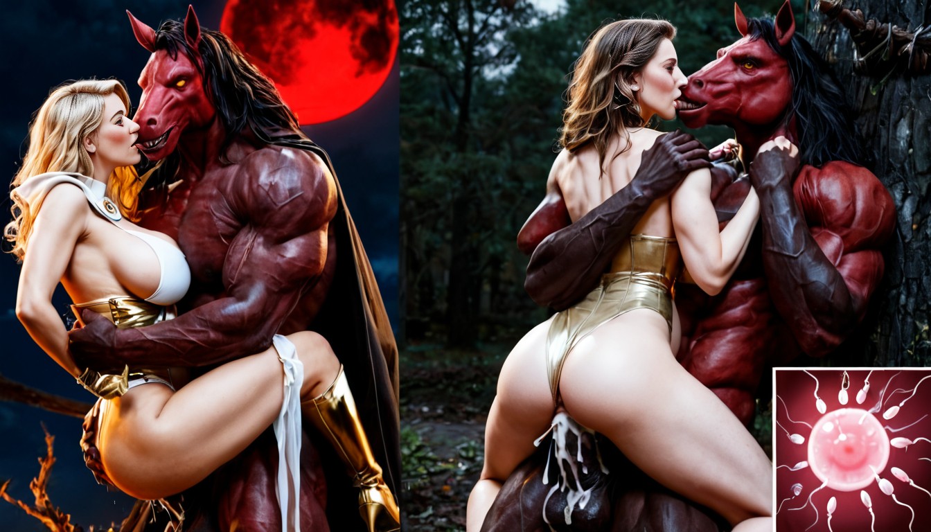 Massive Bukkake, Dark Evil Tentacles, White Leather Leotard Gold Stars AI Porn