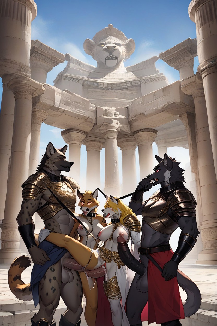 Gigantic, Triple Penetration, Nipple Chains Attached To Pillars Furry AI Porn