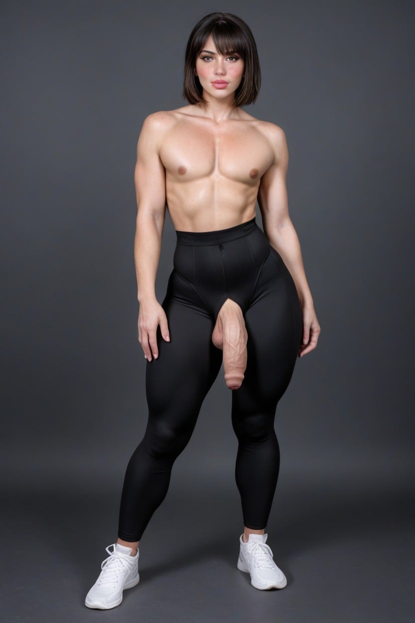 Bulge Cock Entire Covered By Clothes, Sweaty, Black Hair ニューハーフAIポルノ