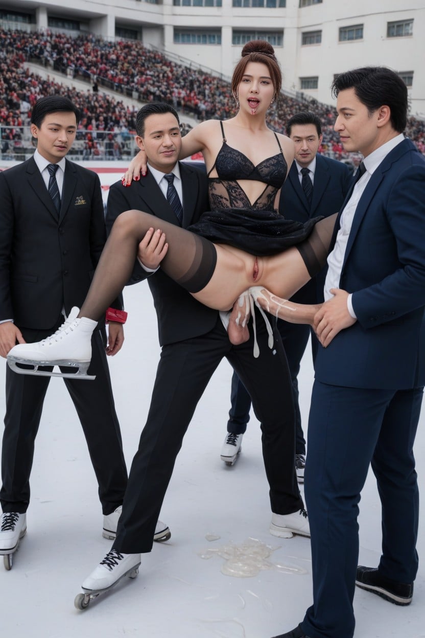 Shoes With Ice Skates, Three Ugly Men Fuck Anal, Excessive Cum In Anal AI Porn