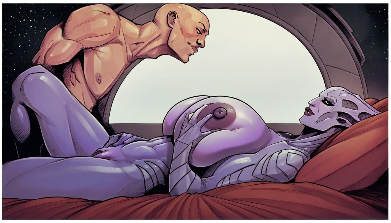 Purple Skin, Horny, Female Bald Head AI Porn