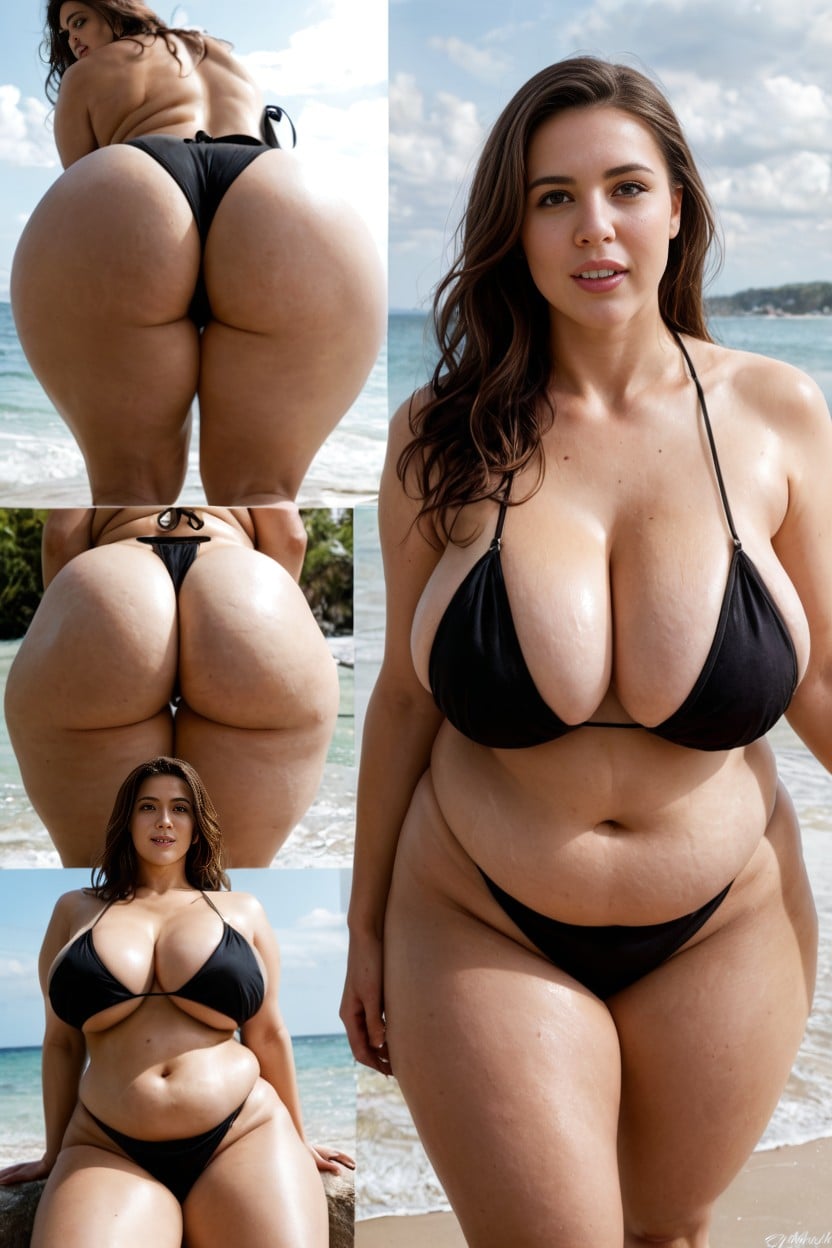 Sweetheart, Brunette Woman, Beach AI Porn