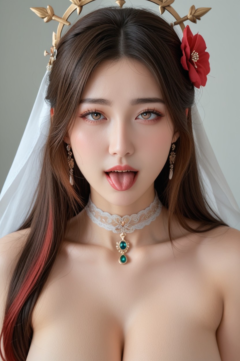 Long Hair Over Shoulder, Sweaty Body, Stand 아시아 AI 포르노
