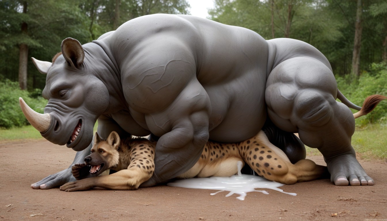 Hyena Furry, Uhd, The Hyena Furry Push Ass Up For The Oversized Rhinocros AI Gay Porn