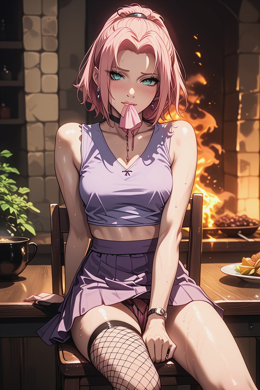 Purple Skirt, Horny, Barefoot Hentai AI Porn