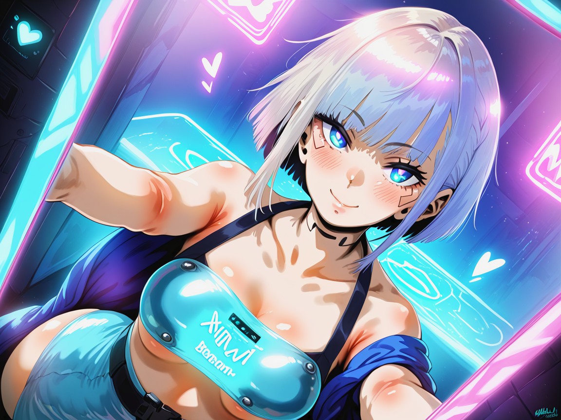 Virtual Reality Effects, Snatched Waist, Flowing Metallic Blue Dress Hentai AI Porn