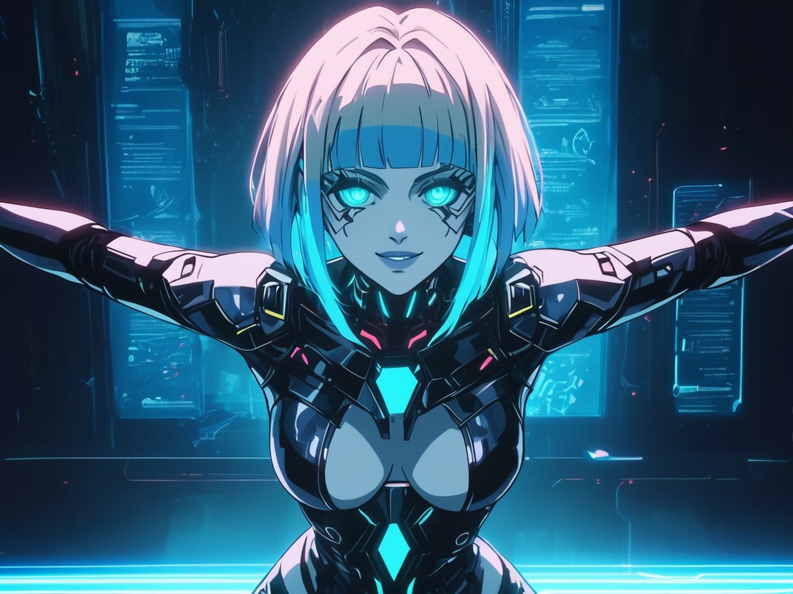 Digital Companion Ai, Cyberpunk Setting, Pastel Bloom Filters AI Porn