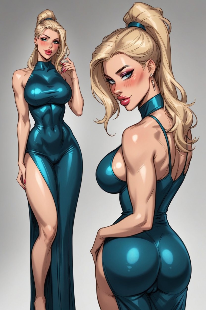 Camel Toe, Silk Dress, Standing In The Living Room AI Porn