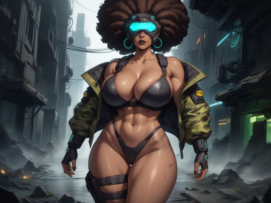 Strong Legs, Warping Heat Waves, Cyberpunk Setting Latina AI Porn