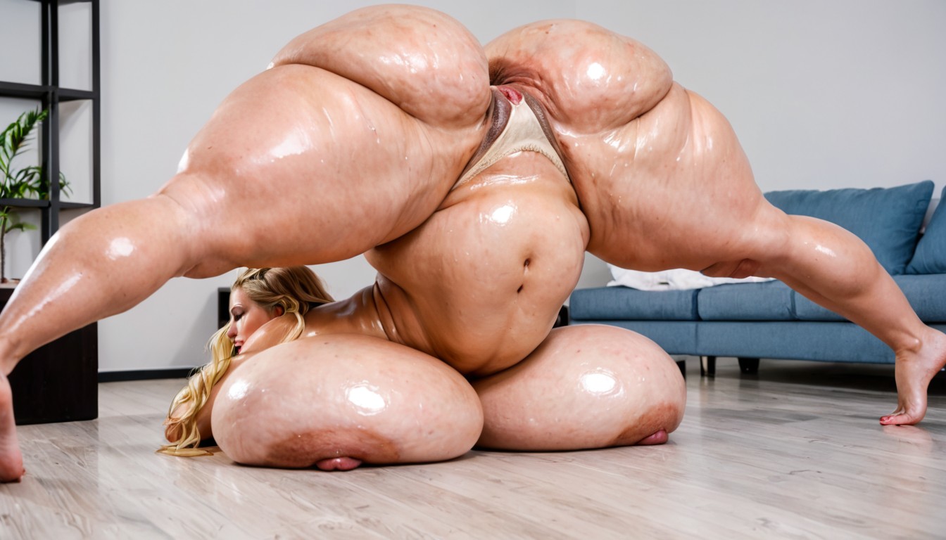 Side View, Nude, Wide Thick Fat Thighs BBW AI Porn