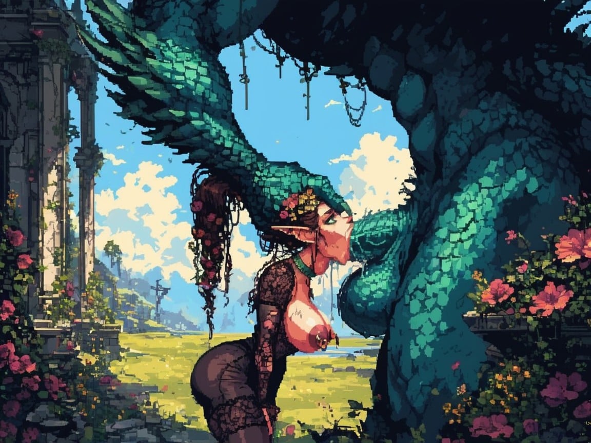 Orgasm, Balls Deep, Extremely Huge Green Dragon AI Porn