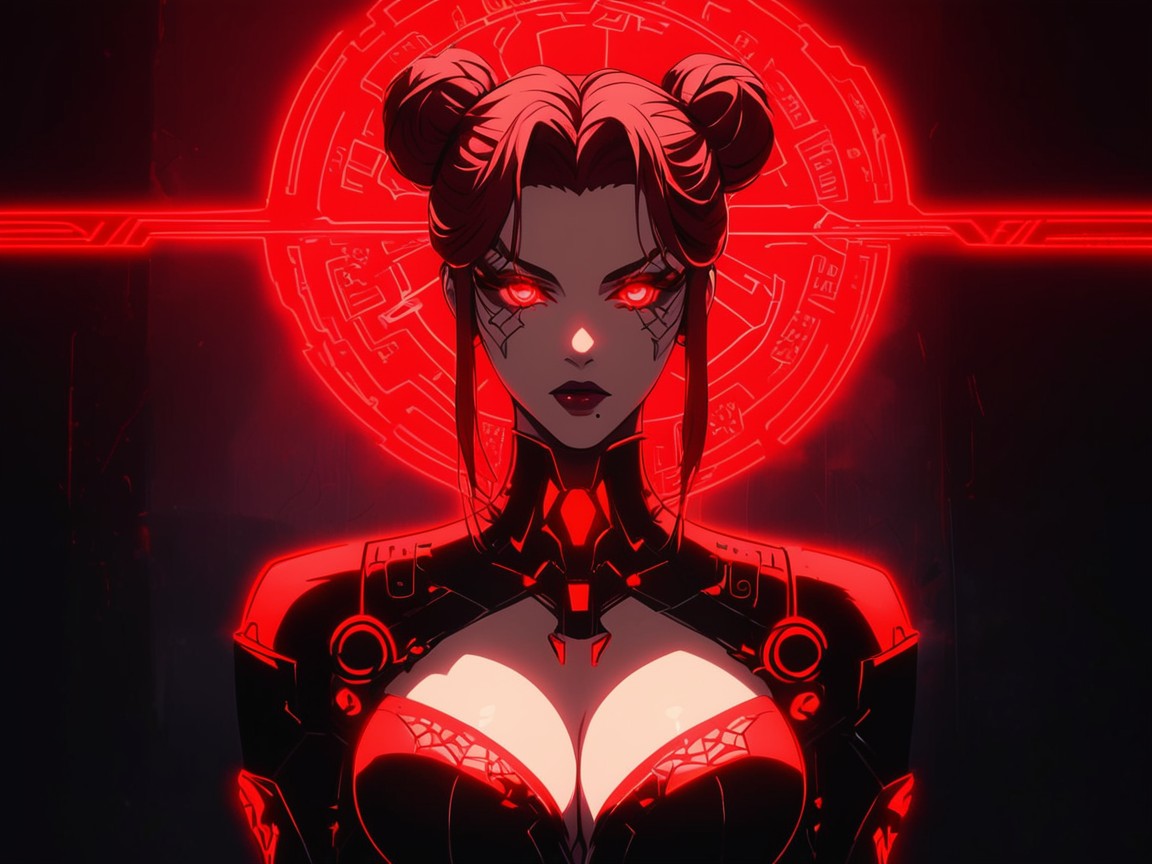 Long Legs, Holograms In Background, Long Breast Width AI Porn